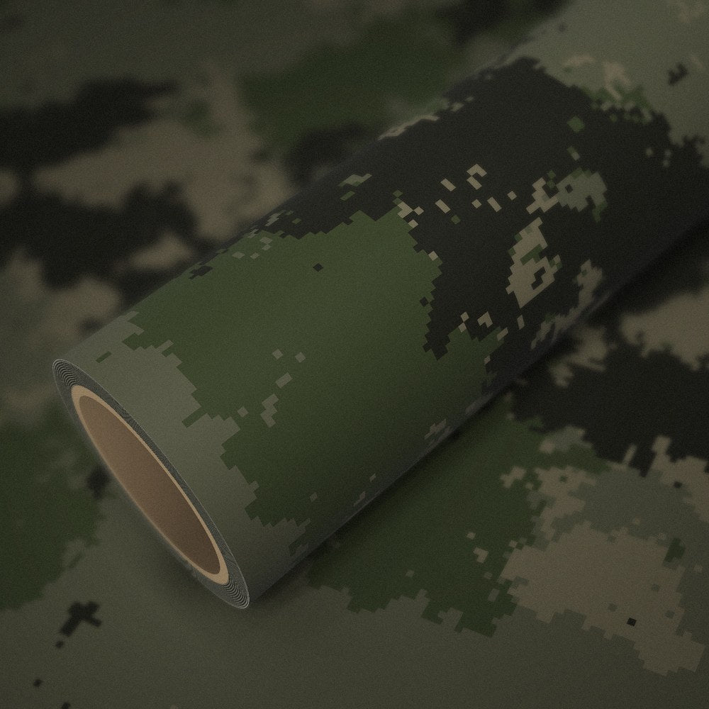 Rol camouflage pixel op een vel van dezelfde folie